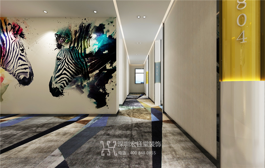 新鄭時尚精品酒店設計-走廊設計效果圖