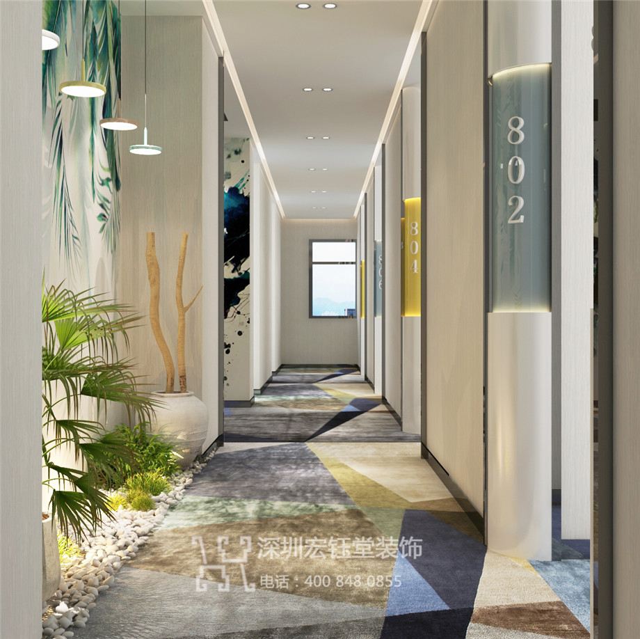 新鄭時尚精品酒店設計-走廊設計效果圖