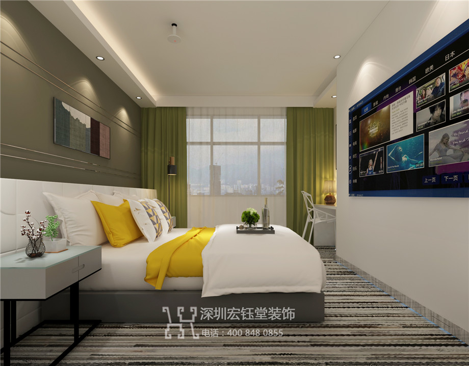 新鄭時尚精品酒店設計-酒店大床房設計效果圖