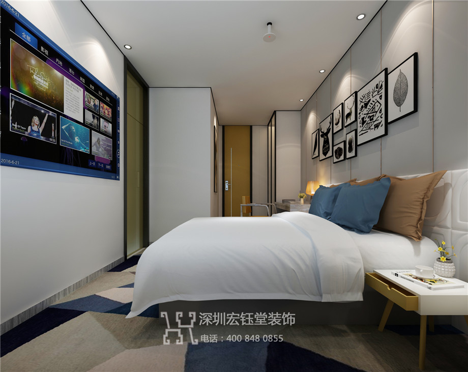 新鄭時尚精品酒店設計-酒店大床房效果圖