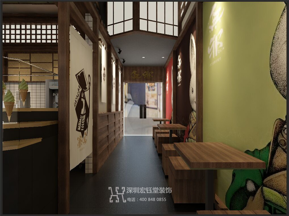 無邪抹茶鄭州店裝修設計方案-甜品餐飲店案例-宏鈺堂裝飾鄭州分公司