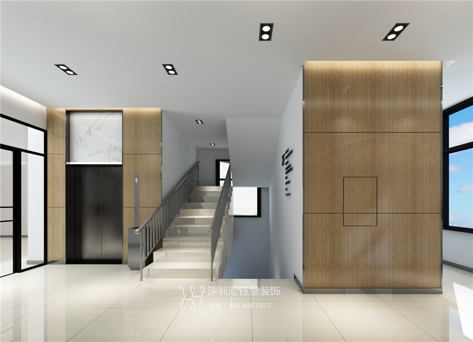 河南億通汽車用品有限公司獨棟辦公樓裝修設計方案-電梯廳效果圖