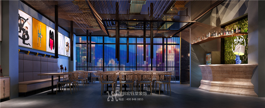 鄭州簡(jiǎn)約時(shí)尚的韓式燒烤餐廳裝修設(shè)計(jì)案例