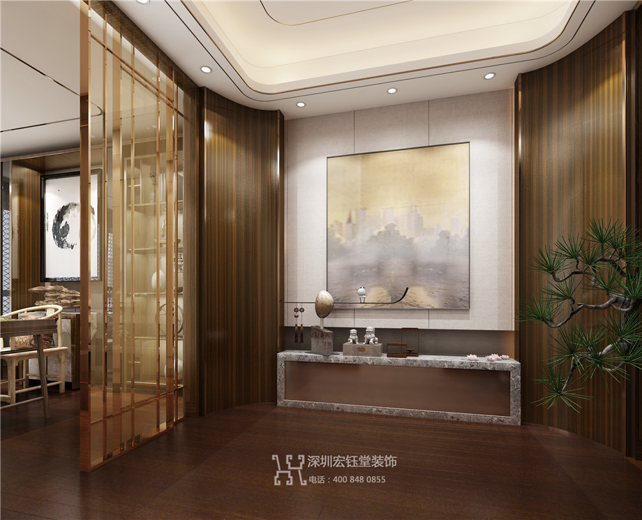 濮陽江南里現(xiàn)代中式別墅樣板間玄關(guān)裝修設(shè)計(jì)方案