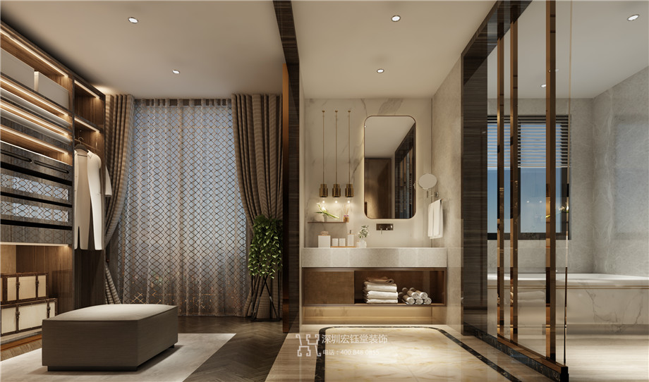 濮陽江南里現(xiàn)代中式別墅樣板間衣帽間裝修設(shè)計(jì)方案