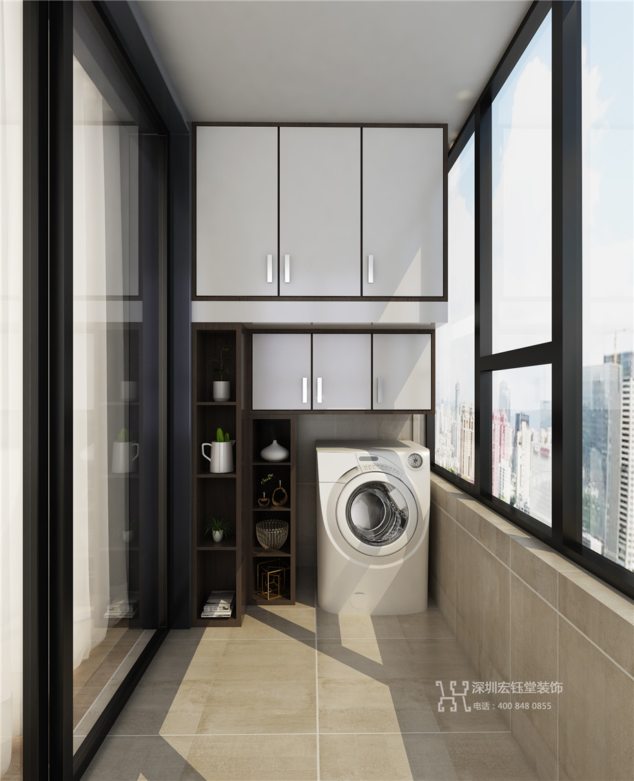 鄭州九龍國際樣板間裝修效果圖-88平B1戶型-陽臺效果圖