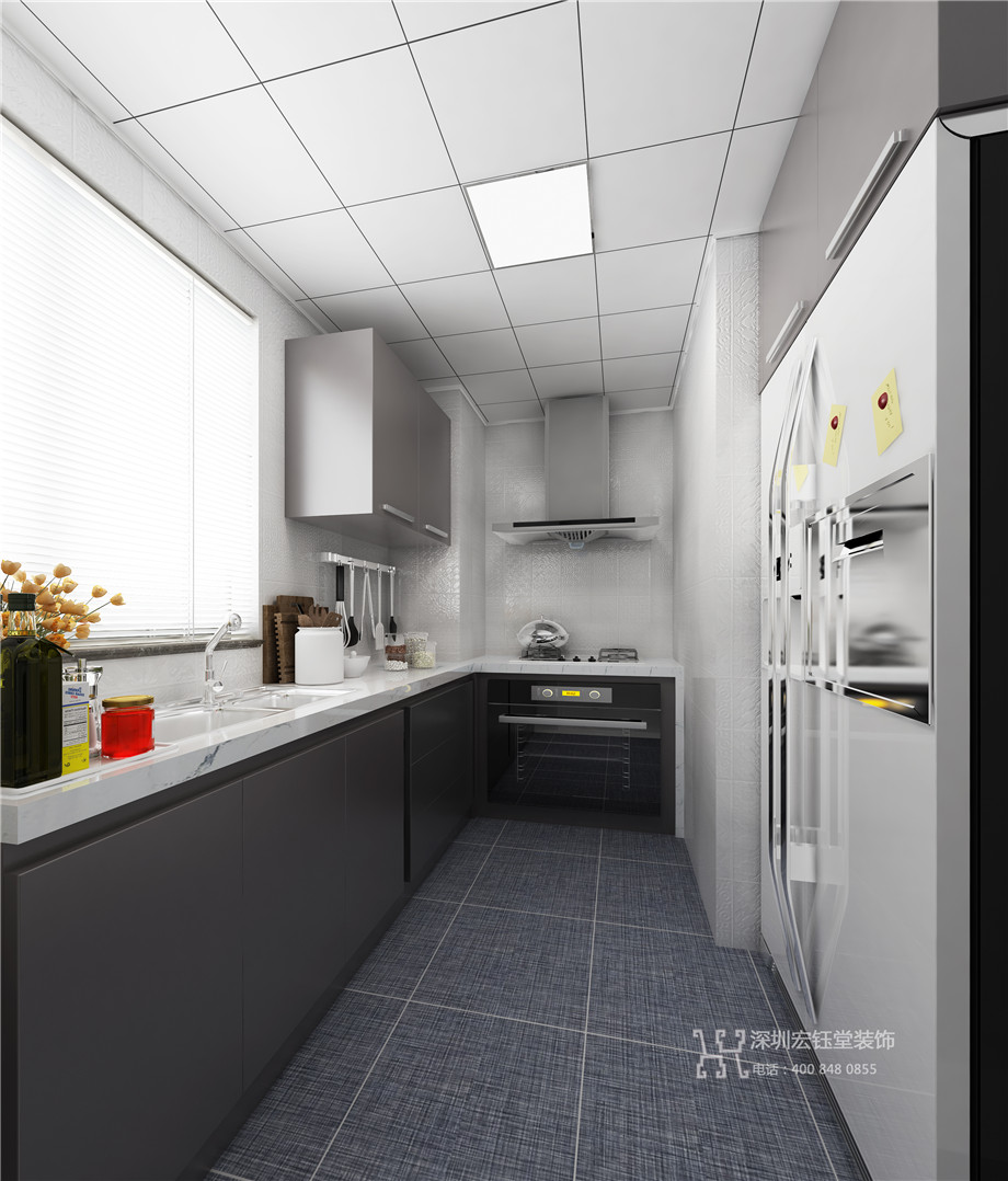 鄭州九龍國際簡約樣板間裝修案例-87平B4戶型-廚房裝修效果