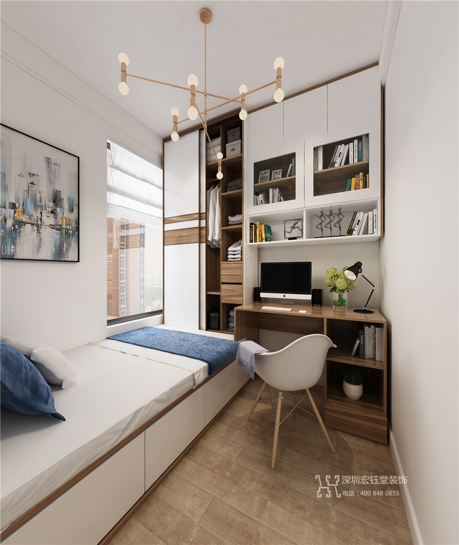 鄭州九龍國際簡約樣板間裝修案例-87平B4戶型-多變空間裝修效果