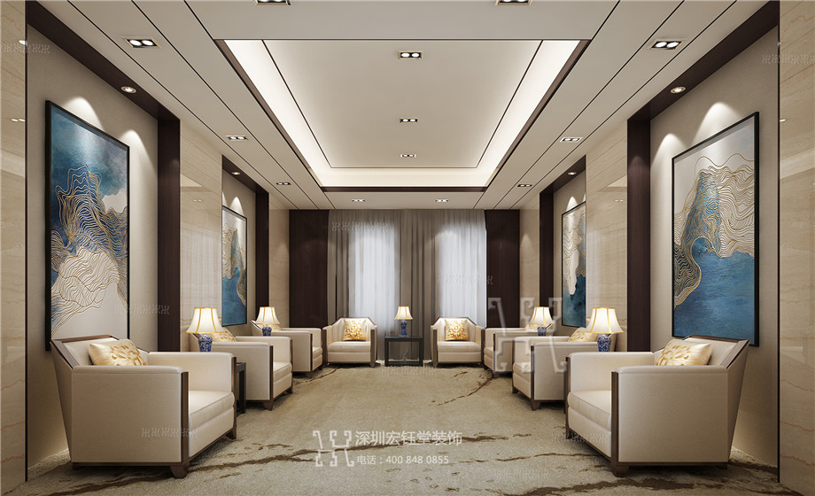 河南鼎力電力公司中式辦公室裝修設(shè)計(jì)方案