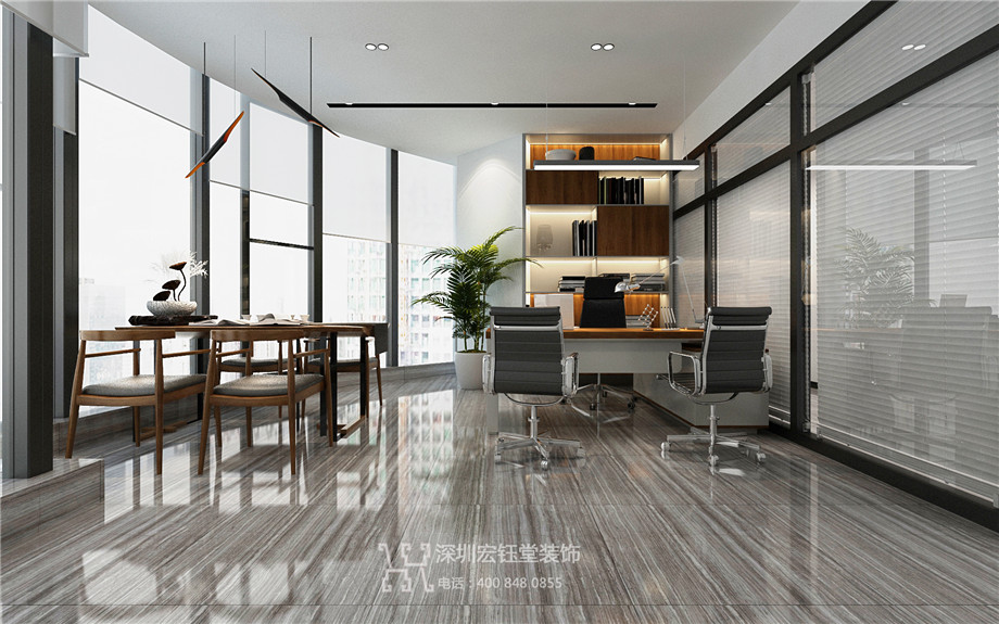 鄭州蘭盾電子現代簡約風企業辦公室裝修設計效果圖