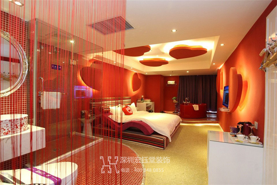 鄭州山楂樹情侶主題酒店客房裝修設計實景案例 鄭州山楂樹情侶主題酒店客房裝修設計實景案例