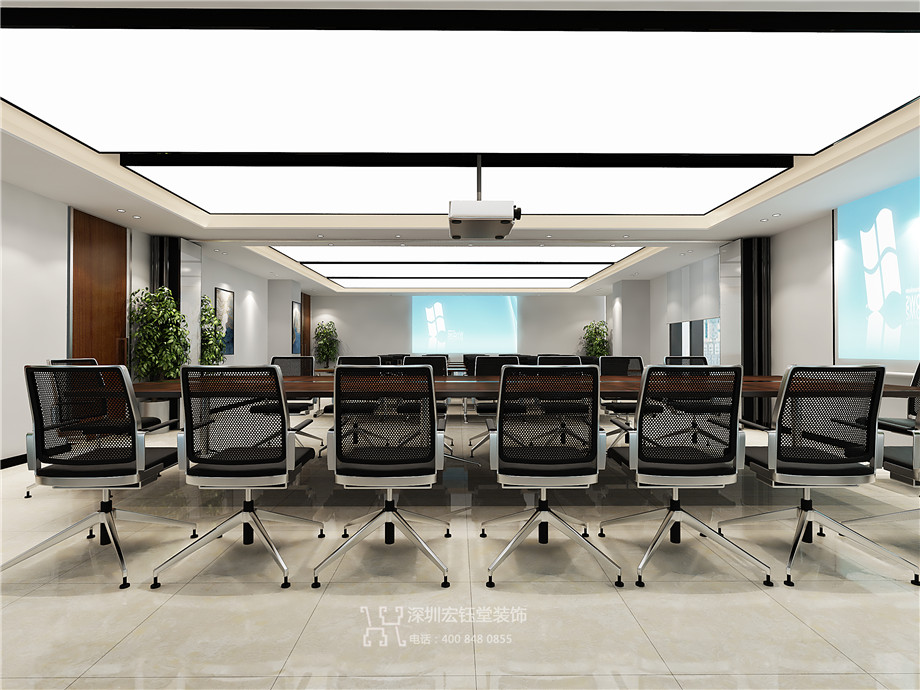鄭州企業公園地產公司辦公室會議室裝修設計圖