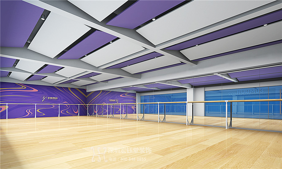 鄭州亞楠舞蹈藝術培訓學校裝修設計效果圖-舞蹈排練室效果圖