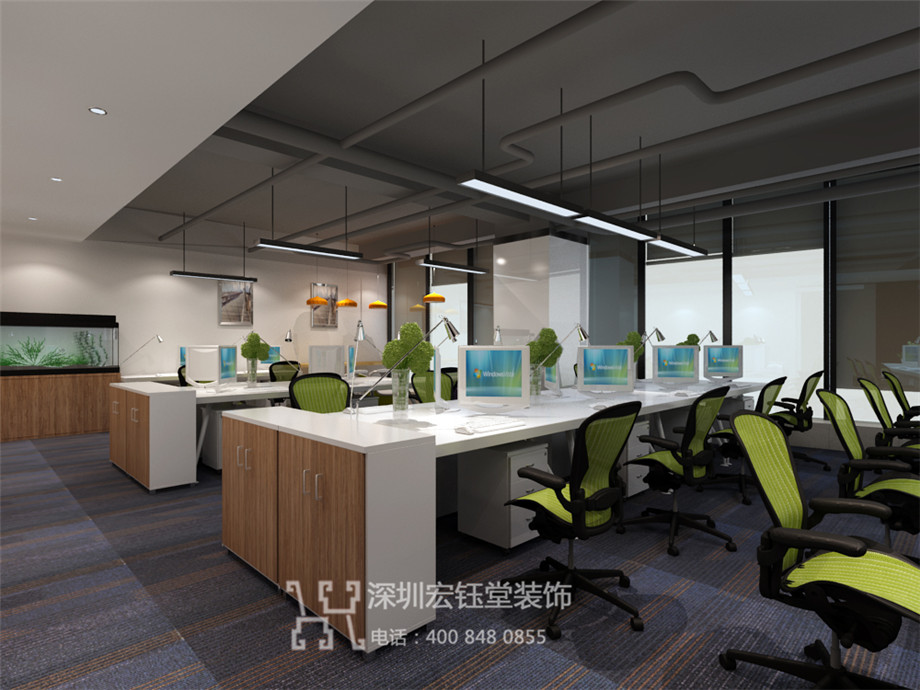 鄭州維誼生物科技公司現代風辦公室裝修設計案例