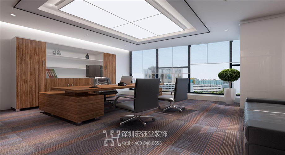 鄭州生物科技公司現代風總經理辦公室裝修設計方案