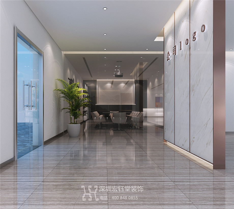 鄭州新泰和通信工程公司辦公室前臺裝修設計效果圖