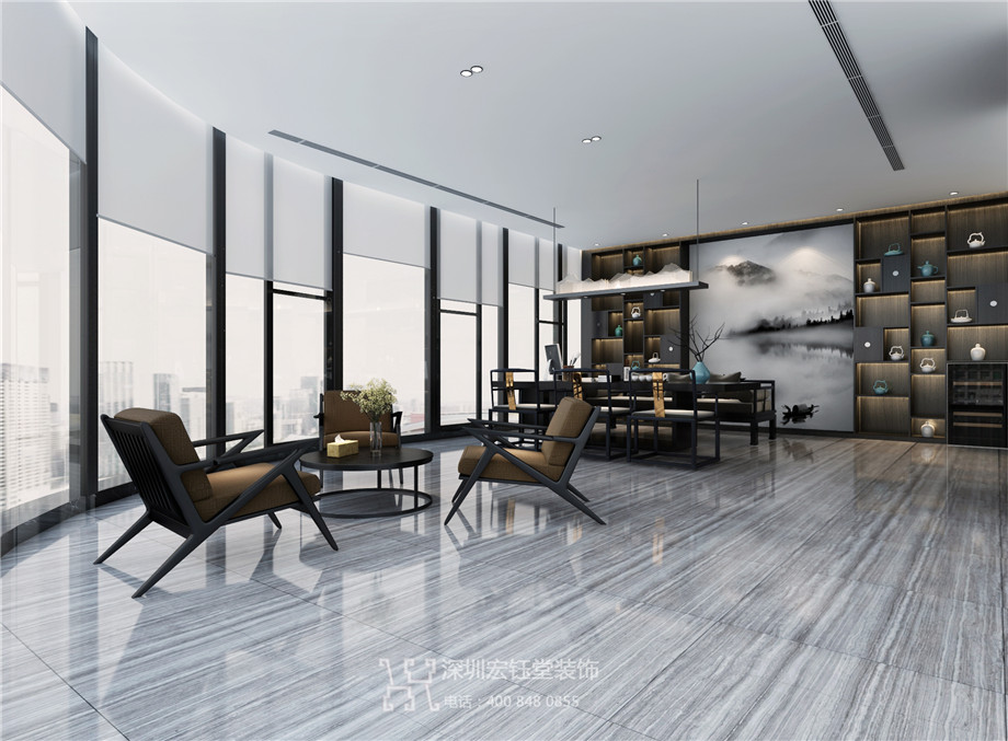 鄭州現代新中式總經理辦公室裝修設計方案