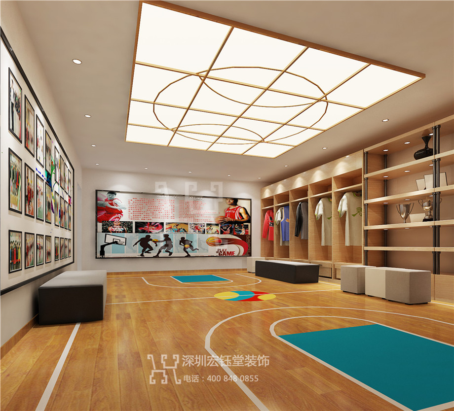 鄭州幸福路小學籃球休息室裝修設計效果圖