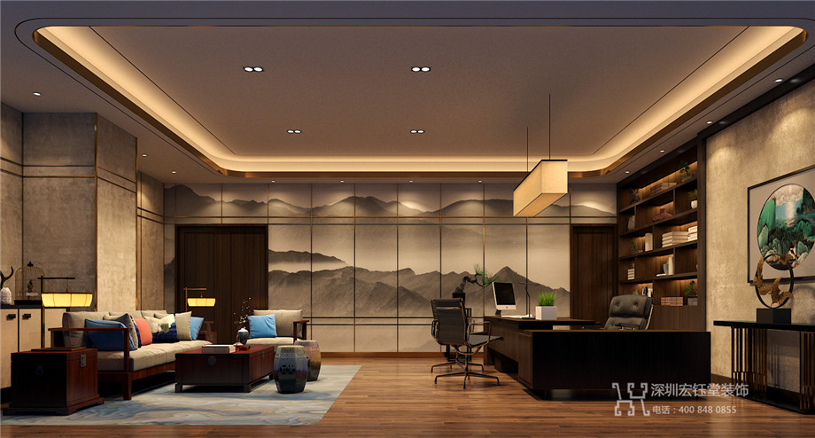河南二十冶新中式集團董事長辦公室裝修設(shè)計方案 河南二十冶新中式集團董事長辦公室裝修設(shè)計方案