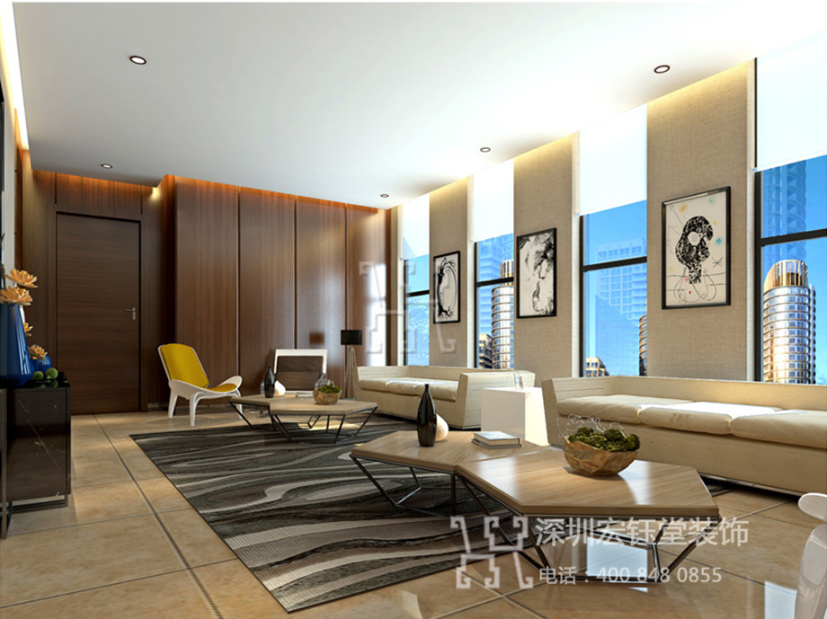 河南方孔集團現代風獨棟辦公樓裝修設計方案