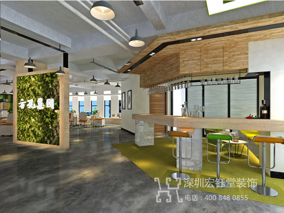 鄭州方孔實業有限公司辦公室裝修設計方案--水吧臺效果圖