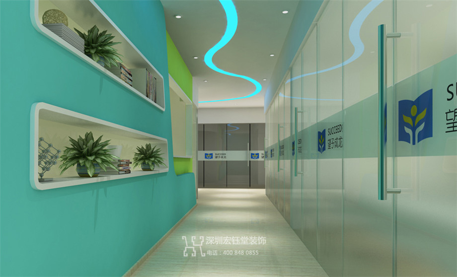 鄭州望子成龍連鎖教育機構走廊裝修設計方案效果圖