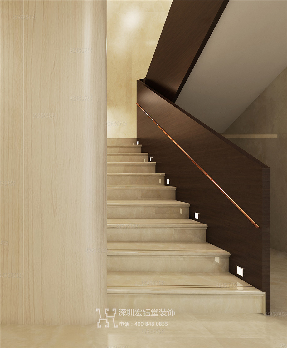 鄭州現代奢華風鄒公館別墅樓梯裝修設計效果圖 鄭州現代奢華風鄒公館別墅樓梯裝修設計效果圖