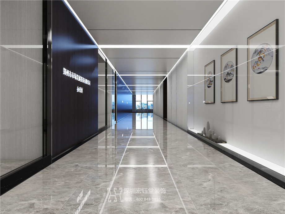 鄭州市市場發展投資有限公司整層辦公室裝修案例-電梯廳設計效果圖