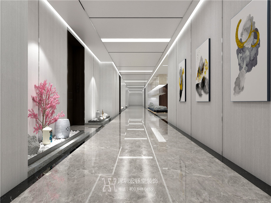 鄭州市市場發展投資有限公司整層辦公室裝修案例-辦公室走廊設計效果圖