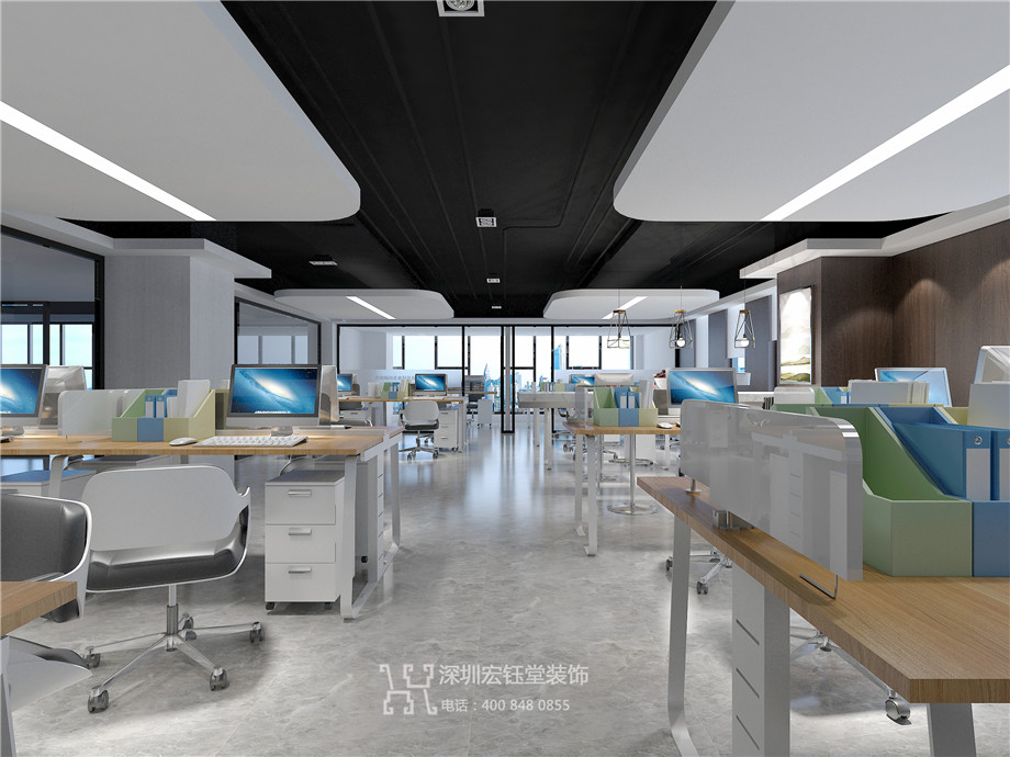 鄭州市市場發展投資有限公司整層辦公室裝修案例-敞開辦公區設計效果圖
