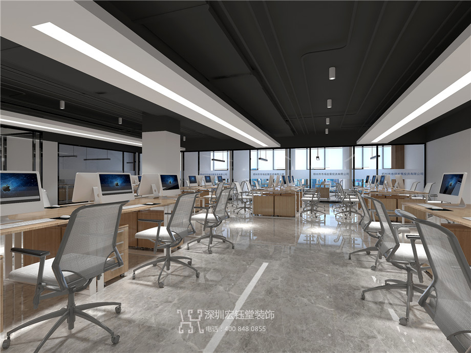 鄭州市市場發展投資有限公司整層辦公室裝修案例-敞開辦公區布置效果圖