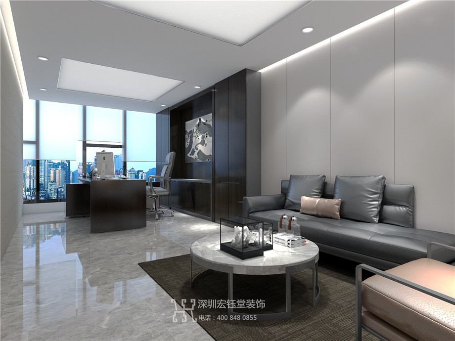 鄭州市市場發展投資有限公司整層辦公室裝修案例-總經理辦公室布置效果圖