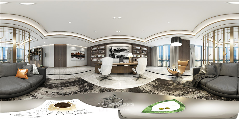 河南騰信集團總部老總辦公室裝修布置效果圖