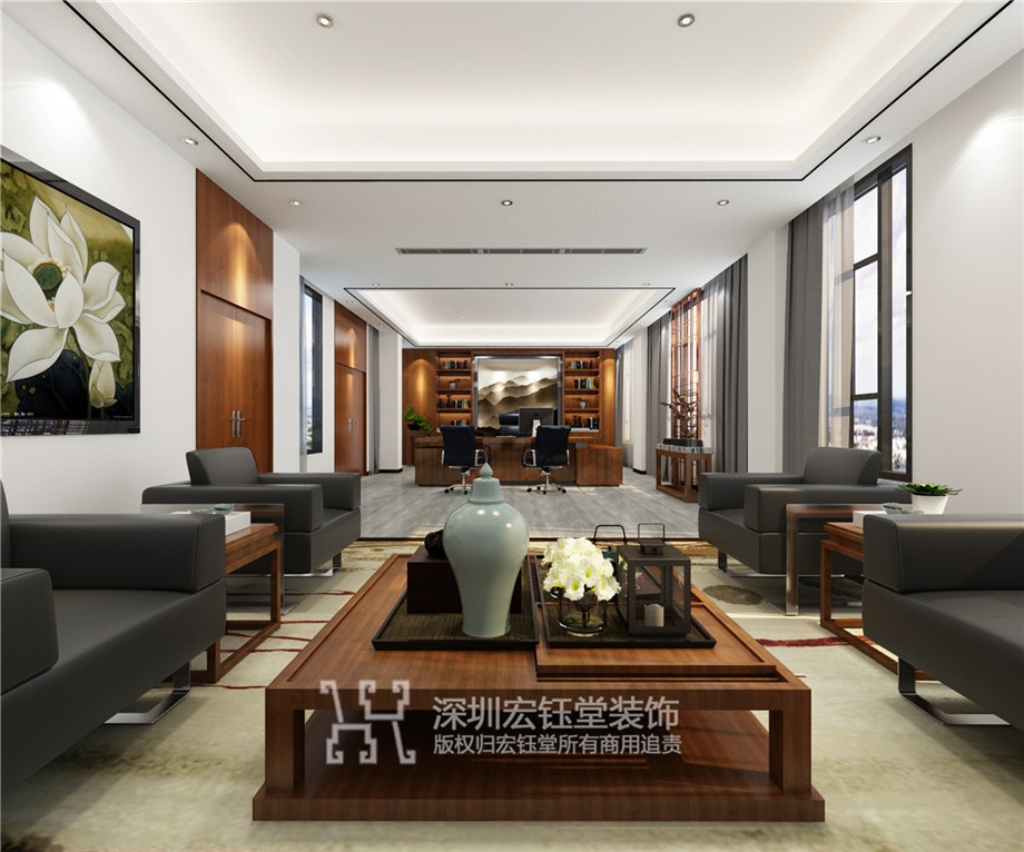 鄭州硬制品公司董事長辦公室裝修效果圖