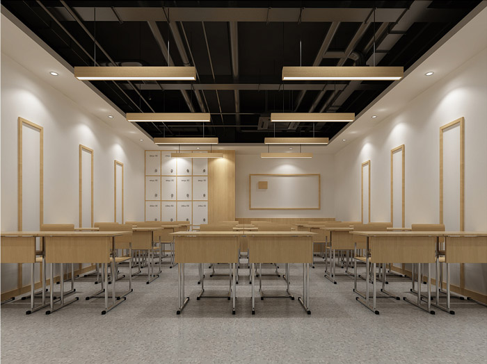 原木色時尚簡約風少兒英語培訓機構教室裝修效果圖