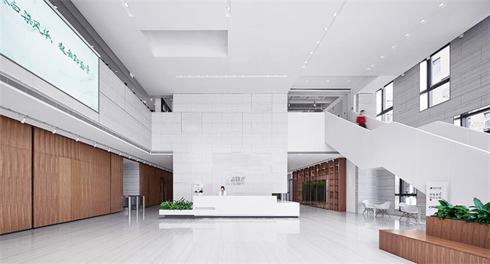 大型裝飾集團辦公樓接待大廳裝修設計圖