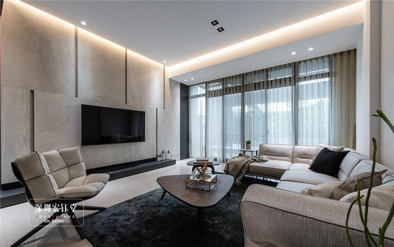 鄭州現代風三層獨棟別墅客廳裝修設計方案