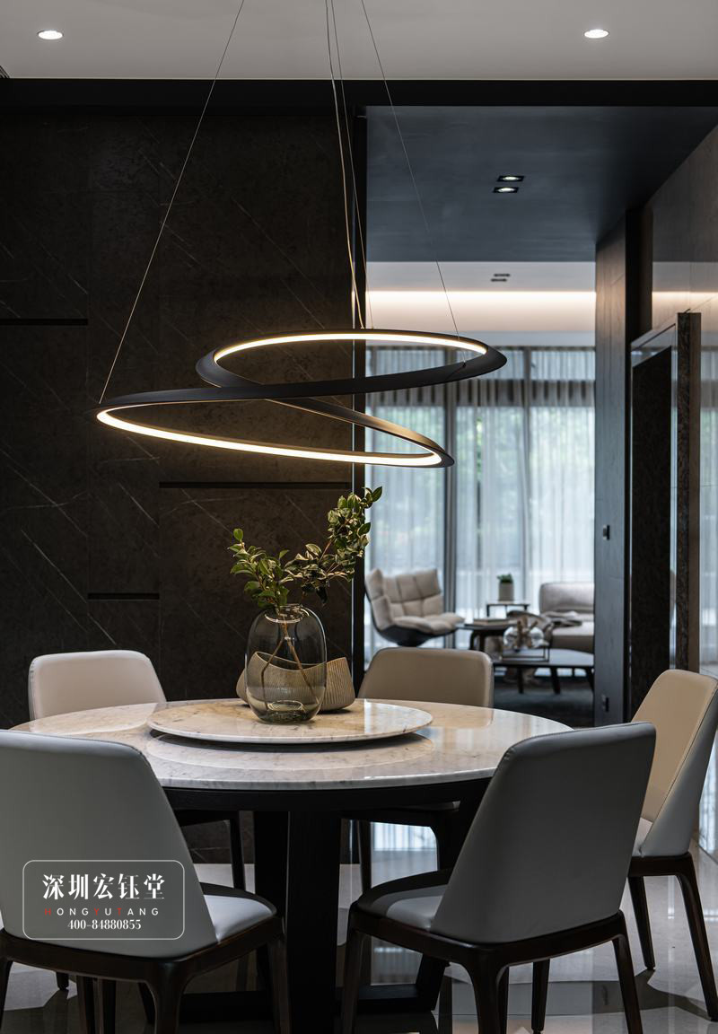 鄭州現代風三層獨棟別墅餐廳裝修設計案例