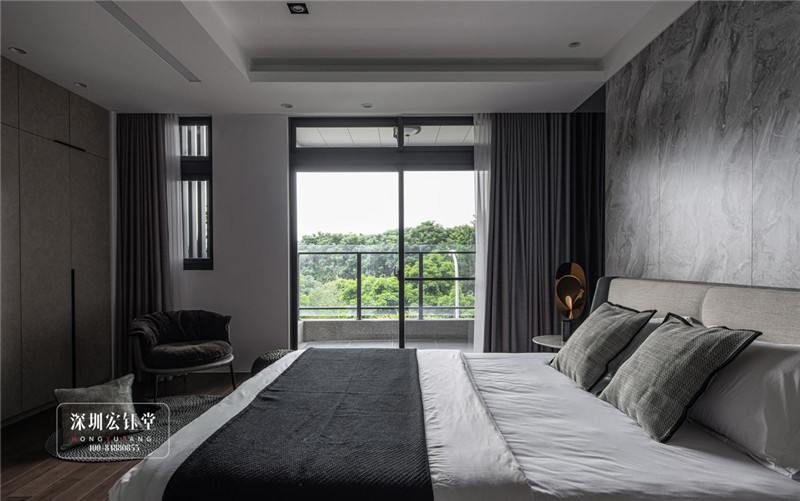 鄭州現代風三層獨棟別墅臥室裝修設計實景圖