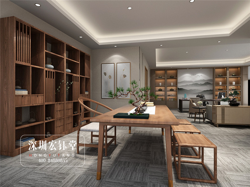 河南鷹豪科技公司新中式董事長辦公室裝修設計圖 河南鷹豪科技公司新中式董事長辦公室裝修設計圖