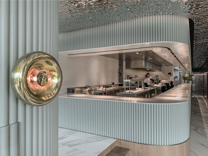 以河水為靈感的Rêver玥法式西餐廳明檔廚房設計圖 以河水為靈感的Rêver玥法式西餐廳明檔廚房設計圖