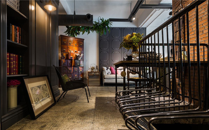 復古工業風軟裝家具公司辦公兼展廳裝修設計方案