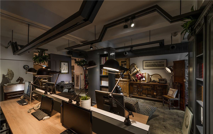 復古工業風軟裝家具公司辦公兼展廳裝修設計方案