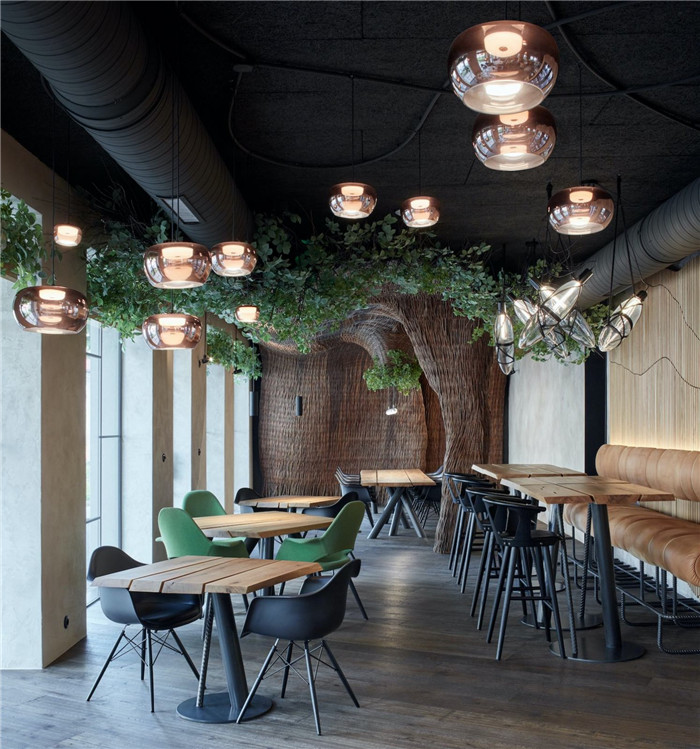 以原生態自然為主題的STK牛排餐廳卡座區裝修設計方案