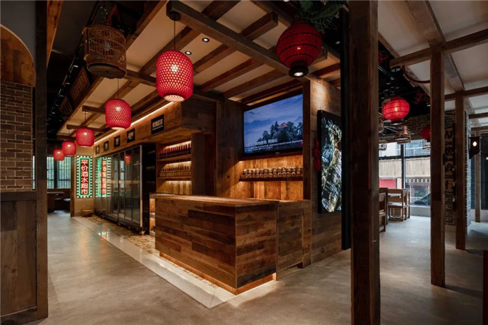 中式連鎖火鍋店裝修   麻辣英雄火鍋店吧臺裝修設計方案 中式連鎖火鍋店裝修   麻辣英雄火鍋店吧臺裝修設計方案