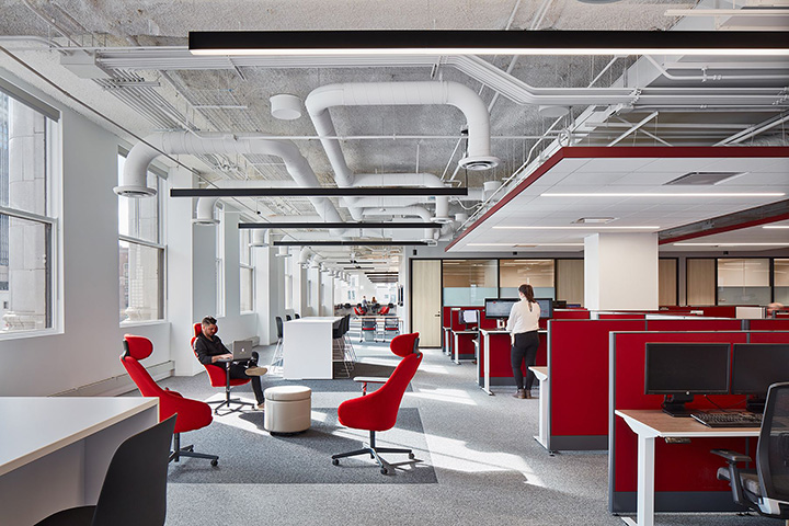 鄭州宏鈺堂推薦國外通信公司時尚辦公室敞開辦公區(qū)裝修方案 鄭州宏鈺堂推薦國外通信公司時尚辦公室敞開辦公區(qū)裝修方案