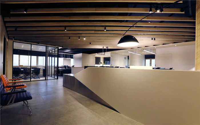 200平簡約時尚風腳輪制造公司辦公室前臺裝修設計方案