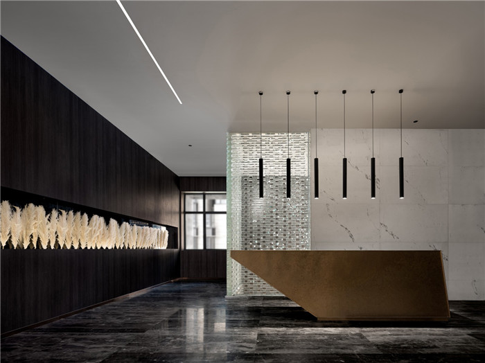 二樓餐廳接待臺設計-鄭州現代時尚中餐廳裝修設計案例 二樓餐廳接待臺設計-鄭州現代時尚中餐廳裝修設計案例