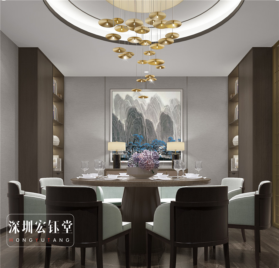 鄭州中式辦公室內餐包裝修效果圖-河南融眾辦公樓裝修案例