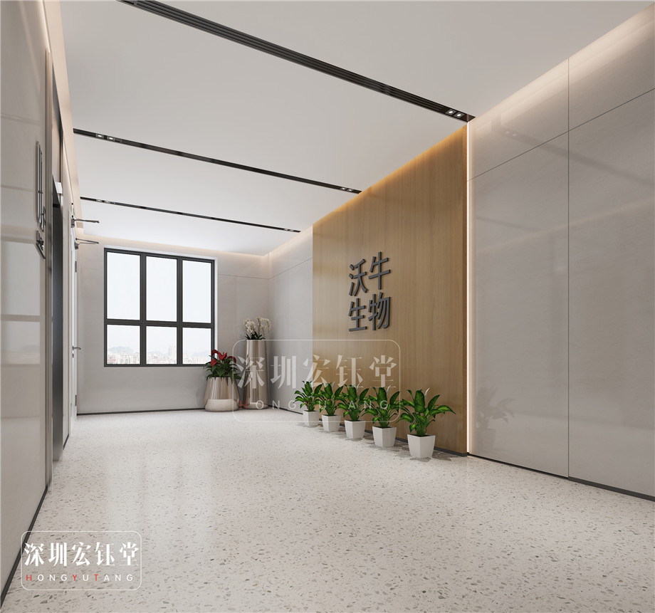電梯廳裝修設計-咖啡廳裝修設計-河南沃牛生物科技辦公樓裝修效果圖